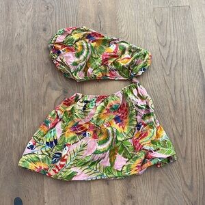 Farm Rio Macaw leaves mini dress small